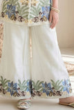 Cream Floral Embroidered Plazzo Set For Girls