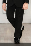 Designer Black Suit with Gold Thread Embroidery And Satin Lapel For Boys