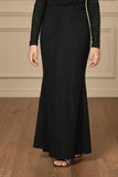 Black Glitter Cold-Shoulder Mermaid Gown with Matching Arm Sleeves For Girls