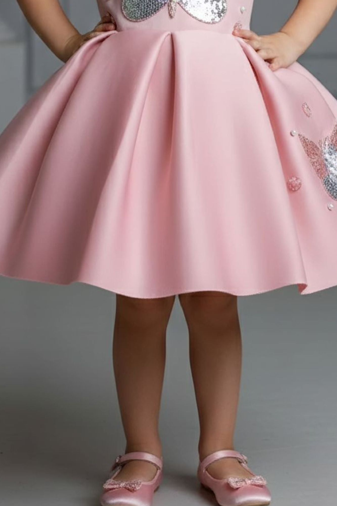 Dusty Pink Butterfly Sequin Party Frock For Girls