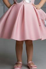 Dusty Pink Butterfly Sequin Party Frock For Girls