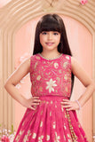Rani Pink Embroidered Lehenga Choli For Girls