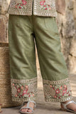 Olive Green Embroidered Palazzo Set for Girls
