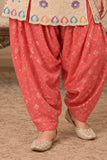 Peach Embroidered Patiala Set with Dupatta For Girls