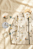 Cream Printed Full-Sleeve Jacket with Front Zip For Boys