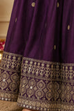 Wine Sequins Work And Zari Embroidered Ethnic Gown For Girls