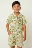 Light Green Jungle Safari Co-Ord Set For Boys