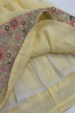 Girls Cream Embroidered Lehenga Choli Set with Dupatta
