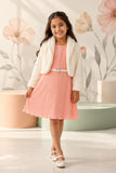 Blush Pink Dress with Ivory Fur Jacket