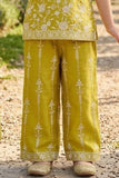 Girls Lemon Green Floral Embroidered Palazzo Set with Dupatta