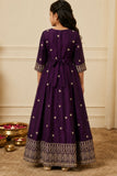 Wine Sequins Work And Zari Embroidered Ethnic Gown For Girls