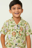 Light Green Jungle Safari Co-Ord Set For Boys
