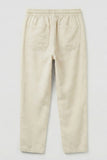 White Linen Straight-Fit Pants with Elastic Waist For Boys