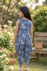 Blue Dhoti Style Dress For Girls