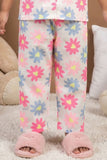 White Multicolor Daisy Floral Print Night Suit Set For Girls