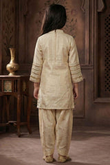 Girls Ivory Embroidered Kurta Set