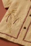 Boys Mustard Yellow Tropical Embroidered Shorts Set with Collared Shirt