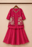 Rani Pink Jacket Style Floral Embroidered Palazzo Set with Dupatta