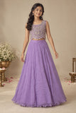 Girls Heavy Bead Embroidered Lavender Lehenga Choli Set