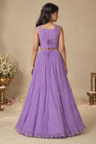 Girls Heavy Bead Embroidered Lavender Lehenga Choli Set