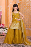 Mustard  With Gold zari Embroidered Palazzo Set with Dupatta