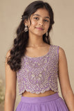 Girls Heavy Bead Embroidered Lavender Lehenga Choli Set