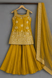 Mustard  With Gold zari Embroidered Palazzo Set with Dupatta