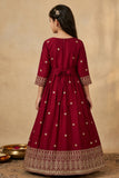 Maroon Sequins Work And Zari Embroidered Ethnic Gown For Girls