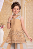 Girls Fawn & Silver With Gold Embellished Palazzo Set