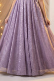 Lavender High-Neck Floral Emblished Party Gown for Girls