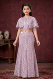 Lavender Sequin Embroidered Cape Style Lehenga Choli For Girls