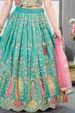 Rama Embroidered Lehenga Choli Set For Girls