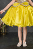 Yellow Sparkle Embellished Party Frock For Girls