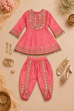 Dusty Pink Mirror Work Dhoti Kurta Set