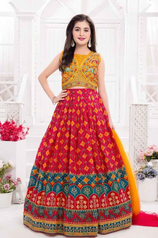 Rani Pink Traditional Lehenga Choli Set for Girls