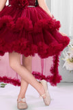 Maroon Party Frock with Sequin Bodice And Ruffle Layers For Girls