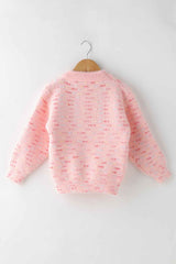 Pink Pullover With Heart Embroidery For Girls