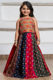 Multicolor Bandhani Printed And Floral Embroidered Lehenga Choli for Girls