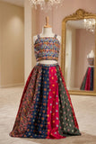 Multicolor Bandhani Printed And Floral Embroidered Lehenga Choli For Girls