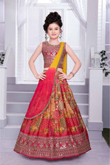 Multi Color Lehenga Choli With Sequin Embroidery For Girls