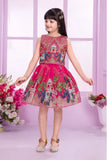 Royal Elephant Motif Pink Embroidered Ethnic Skirt And Top Set For Girls