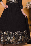 Classic Black Sequins Embroidered Ethnic Gown For Girls