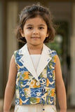 Girls Floral Print Waistcoat Co-Ord Set with Top And Wide-Leg Culotte Pants