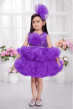 Purple Sequined Tulle Party Wear Frock for Girls