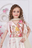 Cream Floral Sequins Embroidered Palazzo Set For Girls