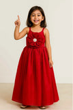 Red Floral Embellishment Party Wear Gown For Girls