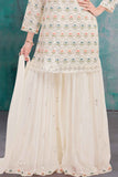 Luxe Cream Sequins Work With Thread Embroidered Sharara Set For Girls