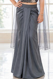 Grey Sequin Embellished Lehenga Set For Girls