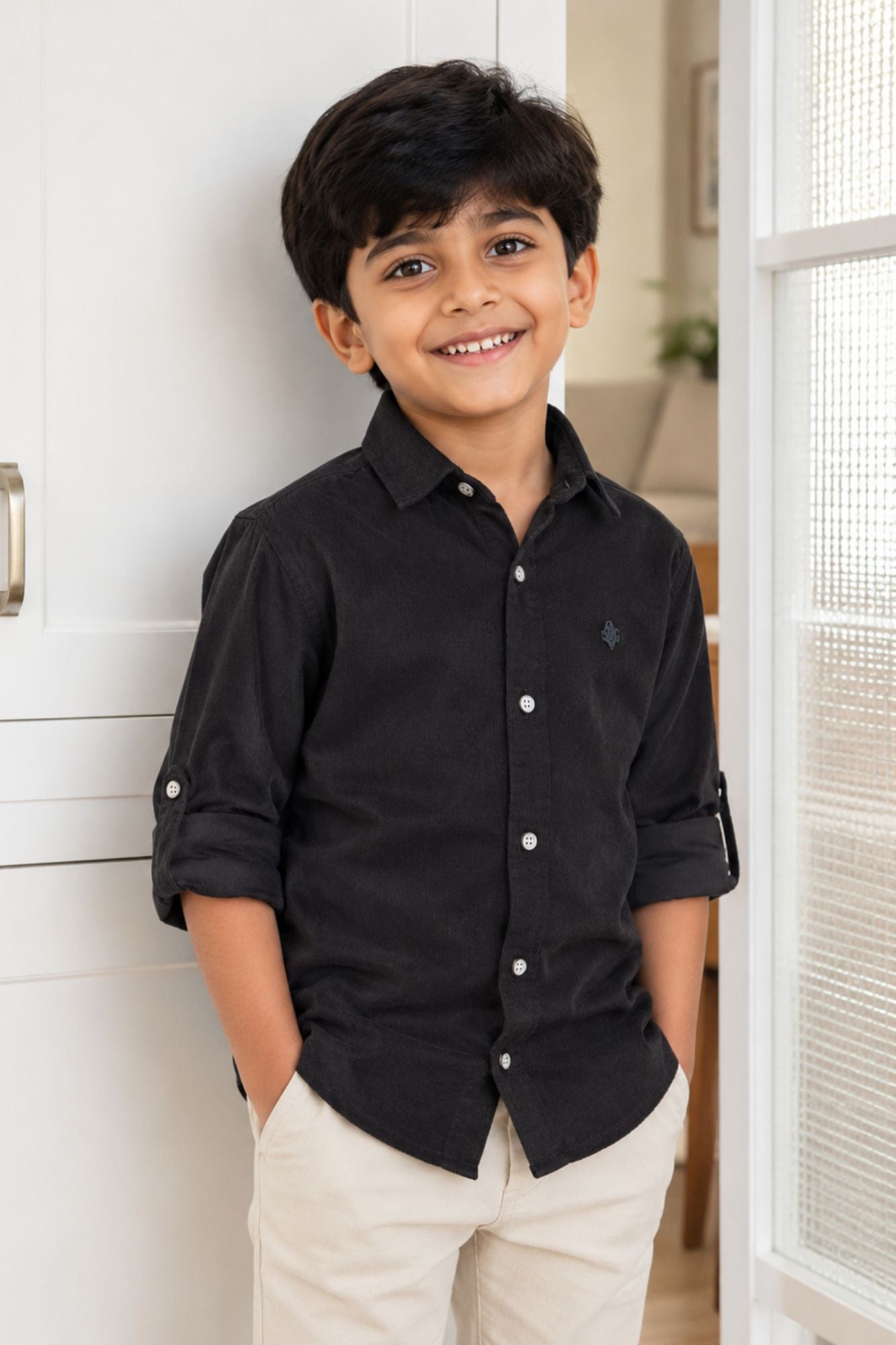 Boys Black Full Sleeve Casual Shirt