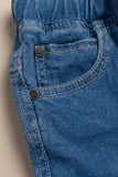Classic Blue Denim Cargo Jeans with Drawstring Waist